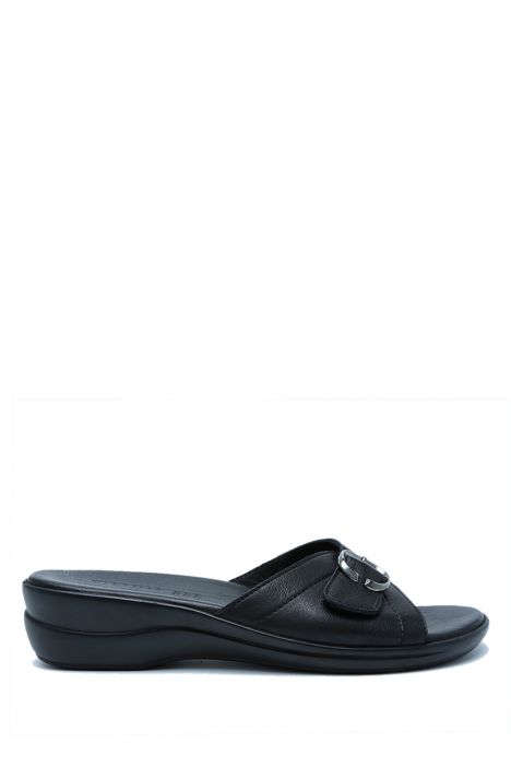 K1992-123 Kifidis Kadın Deri Terlik 36-41 Siyah / Black