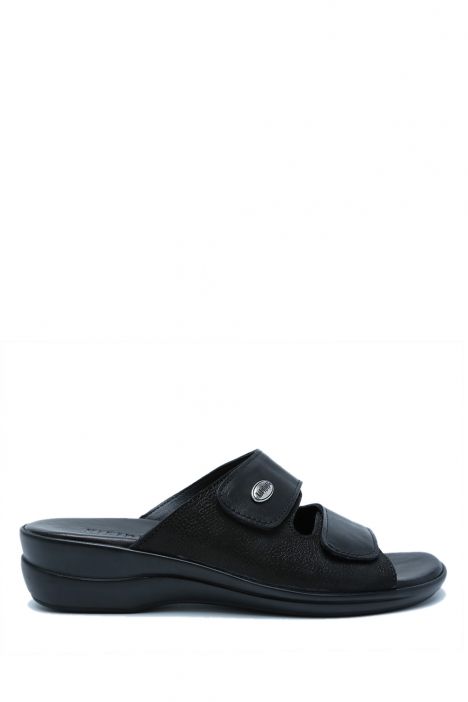 K1992-124 Kifidis Kadın Deri Terlik 36-41 Siyah / Black