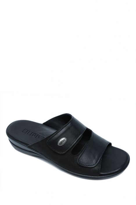 K1992-124 Kifidis Kadın Deri Terlik 36-41 Siyah / Black