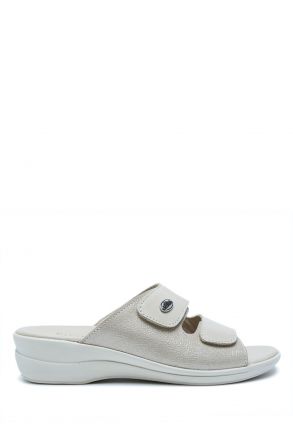 K1992-124 Kifidis Kadın Deri Terlik 36-41 Krem / Cream