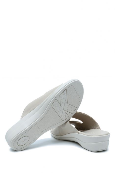 K1992-124 Kifidis Kadın Deri Terlik 36-41 Krem / Cream