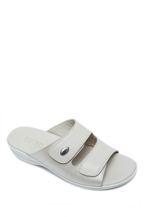 K1992-124 Kifidis Kadın Deri Terlik 36-41 Krem / Cream