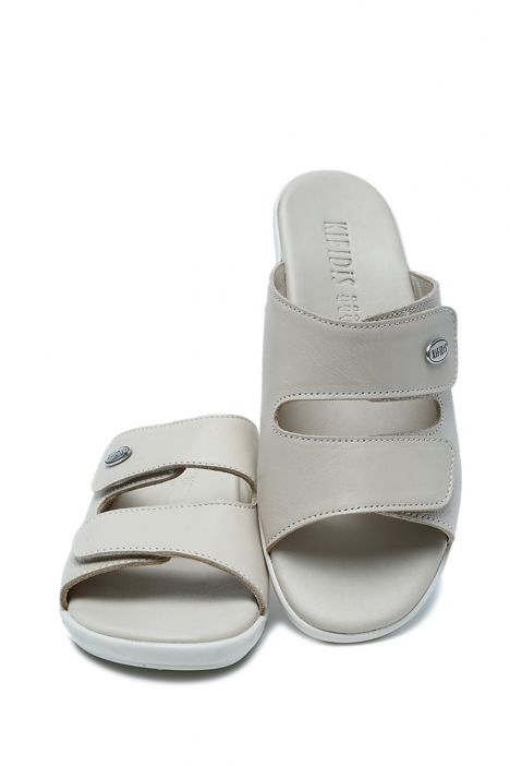 K1992-124 Kifidis Kadın Deri Terlik 36-41 Krem / Cream