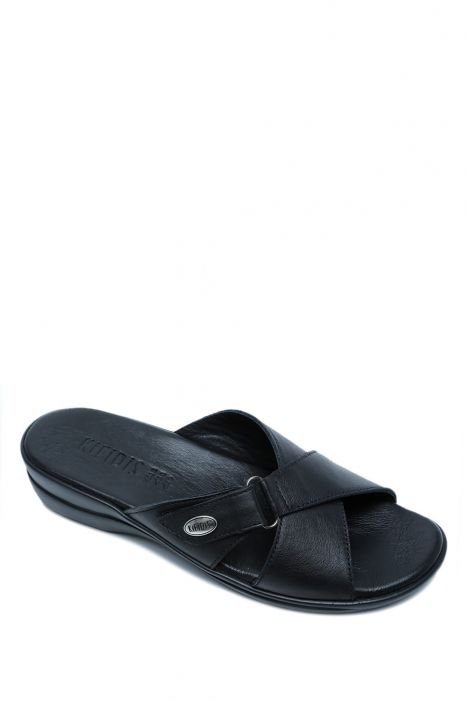 K1992-125 Kifidis Kadın Deri Terlik 36-41 Siyah / Black