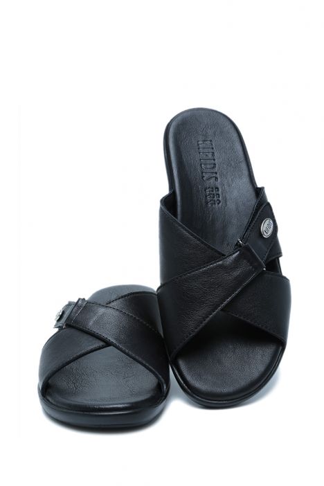 K1992-125 Kifidis Kadın Deri Terlik 36-41 Siyah / Black