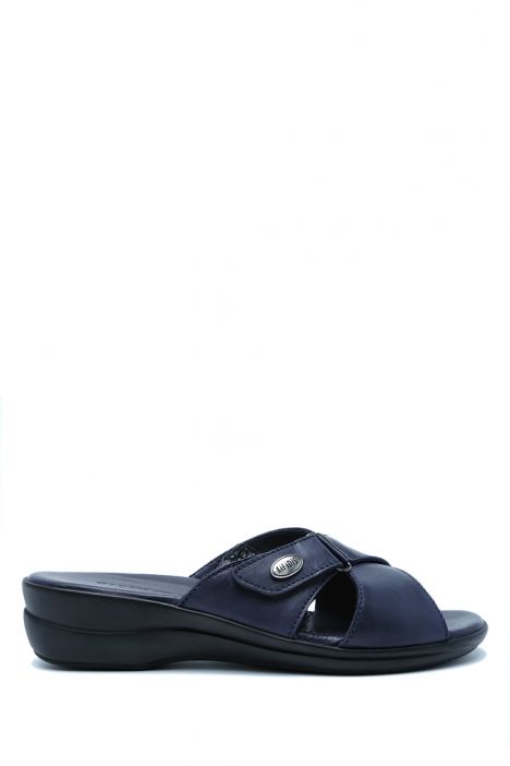 K1992-125 Kifidis Kadın Deri Terlik 36-41 Lacivert / Navy Blue