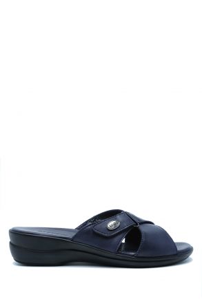 K1992-125 Kifidis Kadın Deri Terlik 36-41 Lacivert / Navy Blue