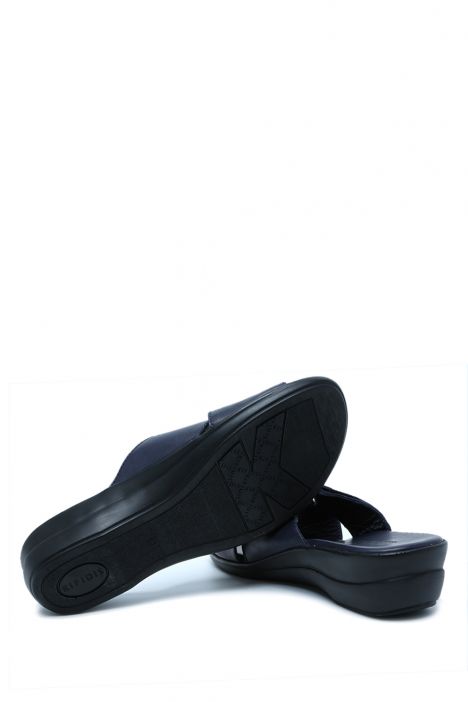 K1992-125 Kifidis Kadın Deri Terlik 36-41 Lacivert / Navy Blue