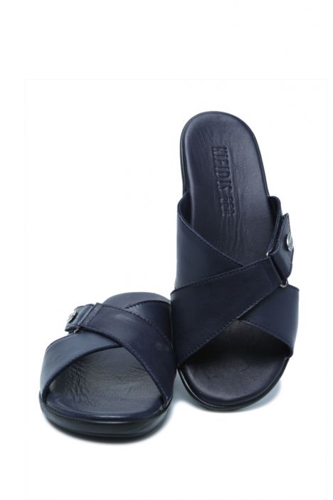 K1992-125 Kifidis Kadın Deri Terlik 36-41 Lacivert / Navy Blue
