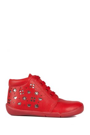 K231 Kifidis-Kids İlk Adım Kız Çocuk Deri Ayakkabı 19-25 Kırmızı / Red