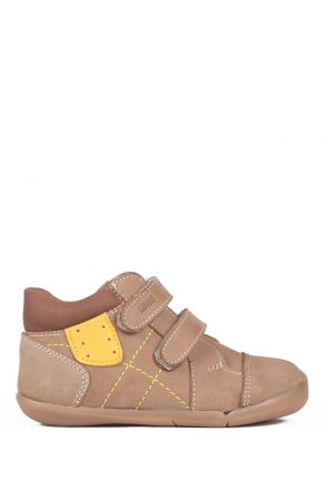 K531 Kifidis-Kids İlk Adım Unisex Çocuk Deri Ayakkabı 19-25 Kum Nubuk