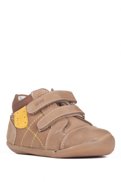 K531 Kifidis-Kids İlk Adım Unisex Çocuk Deri Ayakkabı 19-25 Kum Nubuk