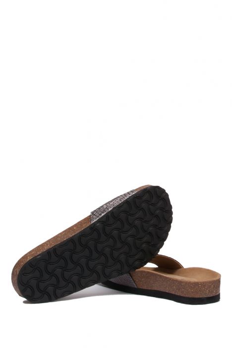 K6336DK Kifidis Kadın Mantar Terlik 36-41 Metalik Deri