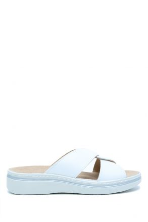 K63 Kifidis Italy Anatomik Kadın Deri Terlik 36-41 Pelle N. Bianco/Beyaz