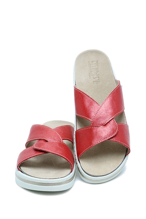 K63 Kifidis Italy Anatomik Kadın Deri Terlik 36-41 Rosso/Kırmızı