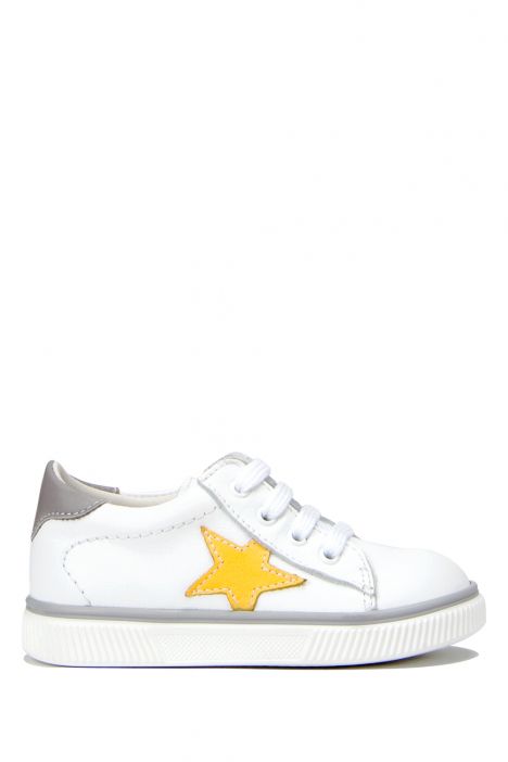 K761 Kifidis-Kids Unisex Çocuk Spor Deri Ayakkabı 24-30 Beyaz / White