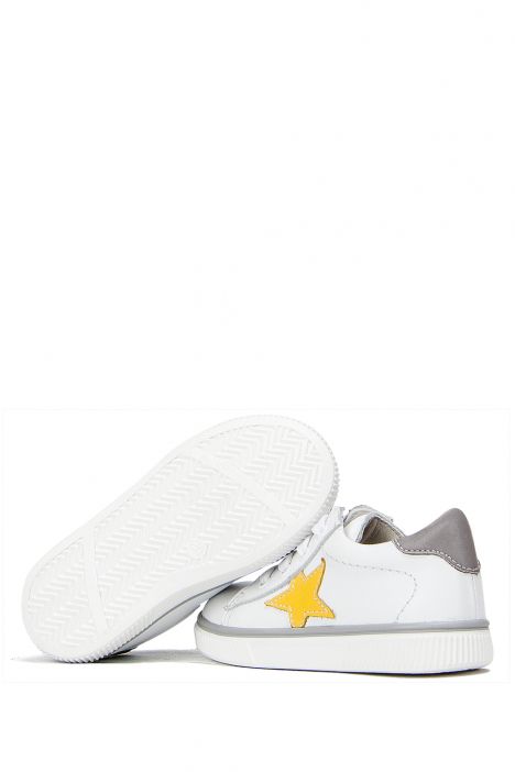 K761 Kifidis-Kids Unisex Çocuk Spor Deri Ayakkabı 24-30 Beyaz / White