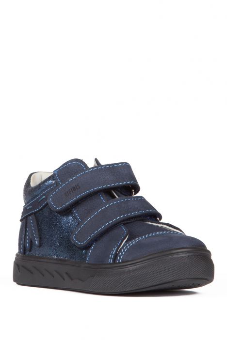 K851 Kifidis-Kids Kız Çocuk Deri Ayakkabı 25-30 Nubuk Lacivert / Nubuck Navy