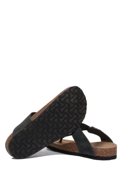 K8871DK Kifidis Soft Step Kadın Parmak Arası Deri Mantar Terlik 36-41 Antrasit (228)