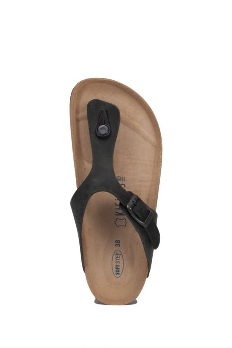 K8871DK Kifidis Soft Step Kadın Parmak Arası Deri Mantar Terlik 36-41 Antrasit (228)