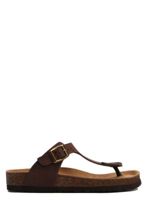 K8871DK Kifidis Soft Step Kadın Parmak Arası Deri Mantar Terlik 36-41 Mocca (500)