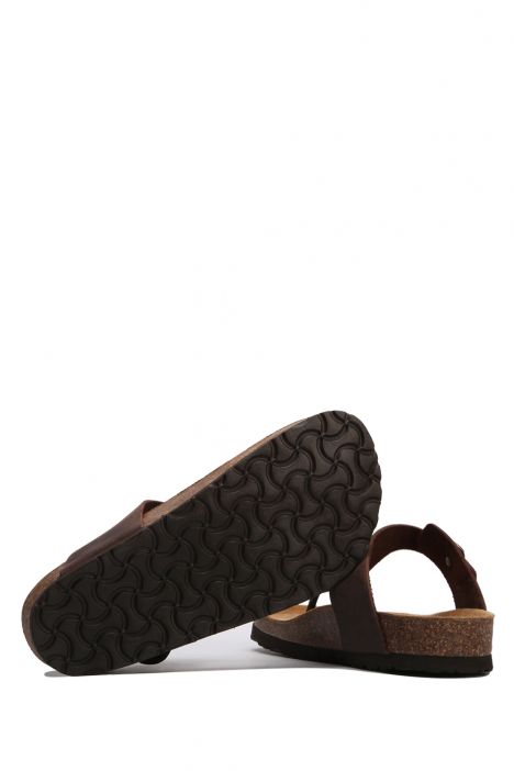 K8871DK Kifidis Soft Step Kadın Parmak Arası Deri Mantar Terlik 36-41 Mocca (500)