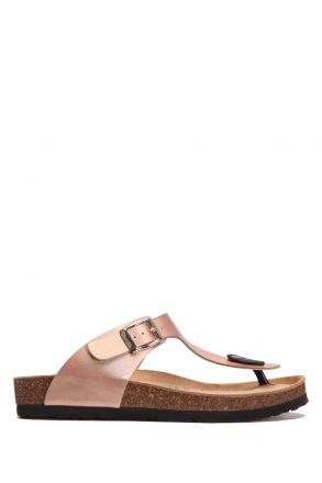K8871DK Kifidis Soft Step Kadın Parmak Arası Deri Mantar Terlik 36-41 Bronz Deri