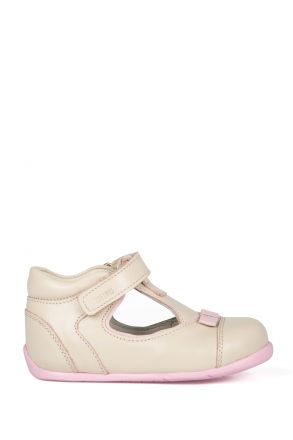 K89 Kifidis-Kids İlk Adım Kız Çocuk Deri Ayakkabı 19-24 Krem / Cream