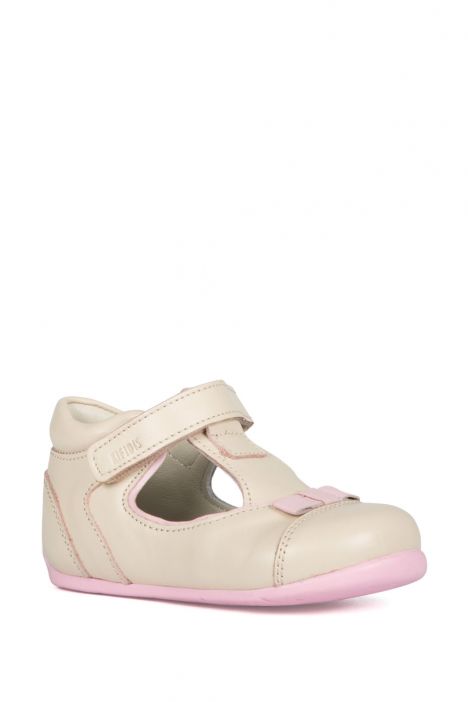 K89 Kifidis-Kids İlk Adım Kız Çocuk Deri Ayakkabı 19-24 Krem / Cream