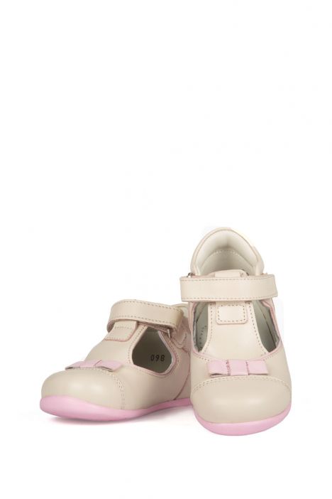 K89 Kifidis-Kids İlk Adım Kız Çocuk Deri Ayakkabı 19-24 Krem / Cream