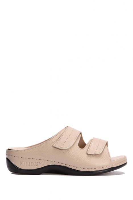 KA1002 Kifidis Anatomik Kadın İçi Çıkabilen Deri Terlik 36-41 14225 Fil Dişi/Ivory