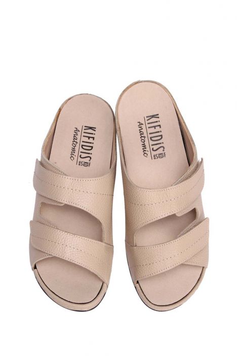 KA1002 Kifidis Anatomik Kadın İçi Çıkabilen Deri Terlik 36-41 14225 Fil Dişi/Ivory
