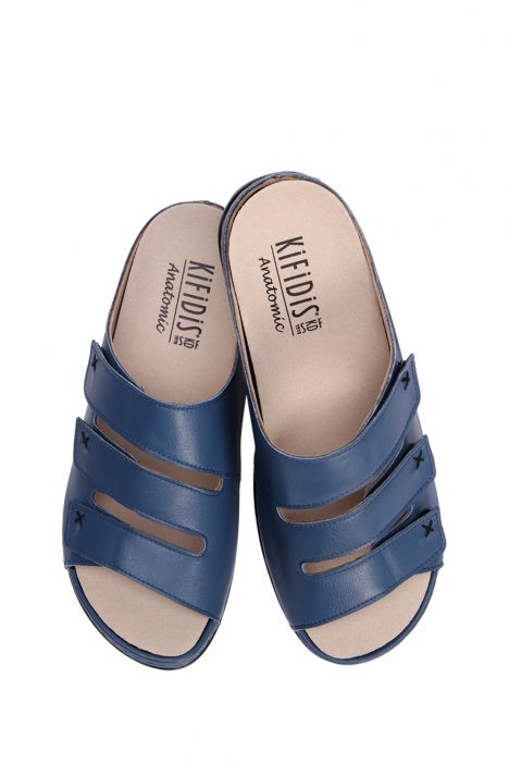 KA1007 Kifidis Anatomik Kadın İçi Çıkabilen Deri Terlik 36-41 Kot/Lizbon Indigo