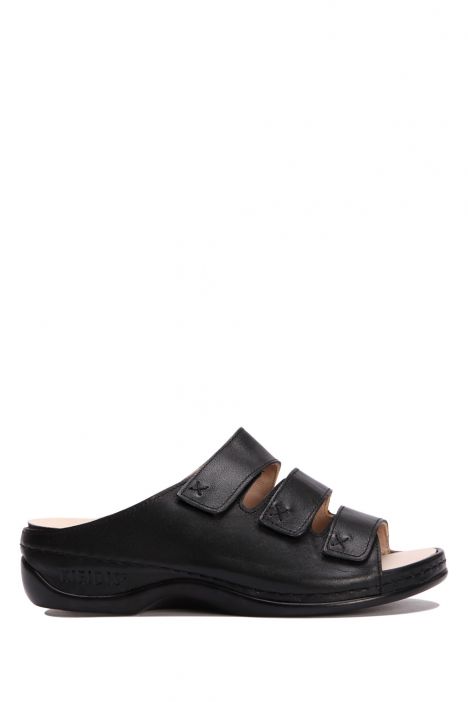 KA1007 Kifidis Anatomik Kadın İçi Çıkabilen Deri Terlik 36-41 Lizbon Siyah/Black