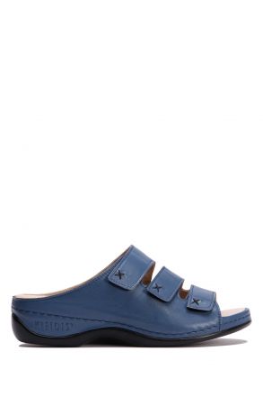 KA1007 Kifidis Anatomik Kadın İçi Çıkabilen Deri Terlik 36-41 Kot/Lizbon Indigo