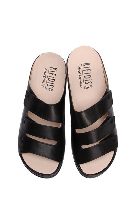 KA1007 Kifidis Anatomik Kadın İçi Çıkabilen Deri Terlik 36-41 Lizbon Siyah/Black