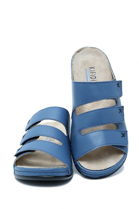 KA101907 Kifidis Kadın İçi Çıkabilen Anatomik Deri Terlik 36-41 Kot/Lizbon Indigo