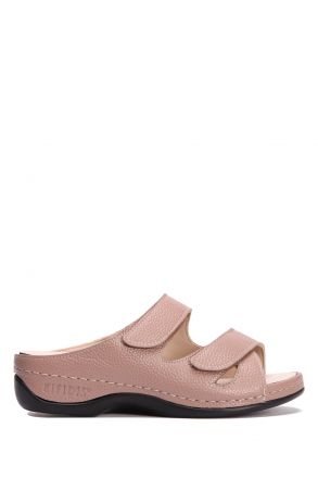 KA1027 Kifidis Anatomik Kadın İçi Çıkabilen Deri Terlik 36-41 12421 Pudra/Taupe