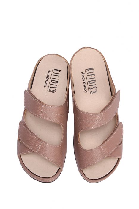 KA1027 Kifidis Anatomik Kadın İçi Çıkabilen Deri Terlik 36-41 12421 Pudra/Taupe