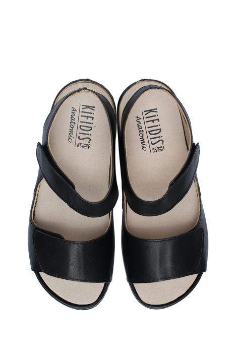 KA2011 Kifidis Julia Anatomik Kadın Deri Sandalet 36-41 Lizbon Siyah/Black