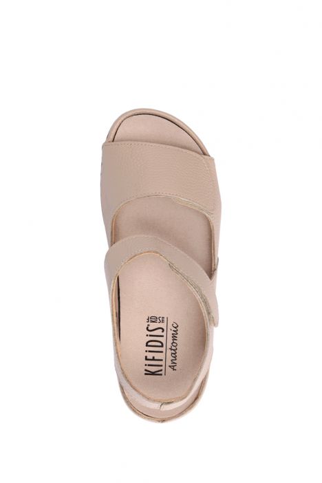 KA2011 Kifidis Julia Anatomik Kadın Deri Sandalet 36-41 12405 Krem/Cream