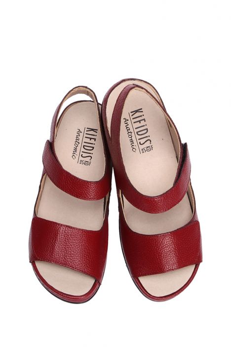 KA2011 Kifidis Julia Anatomik Kadın Deri Sandalet 36-41 14129 Bordo/Vino