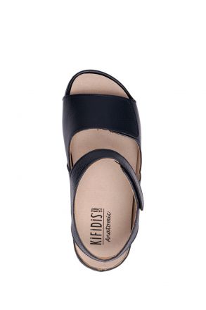 KA2011 Kifidis Julia Anatomik Kadın Deri Sandalet 36-41 12198 Lacivert/Navy