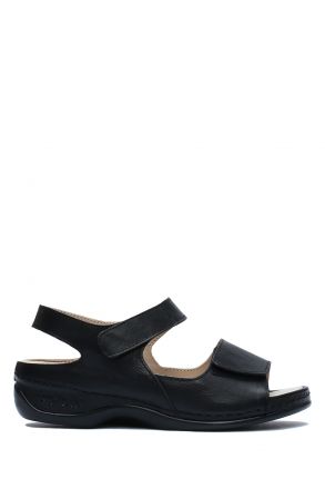 KA2011 Kifidis Julia Anatomik Kadın Deri Sandalet 36-41 Lizbon Siyah/Black