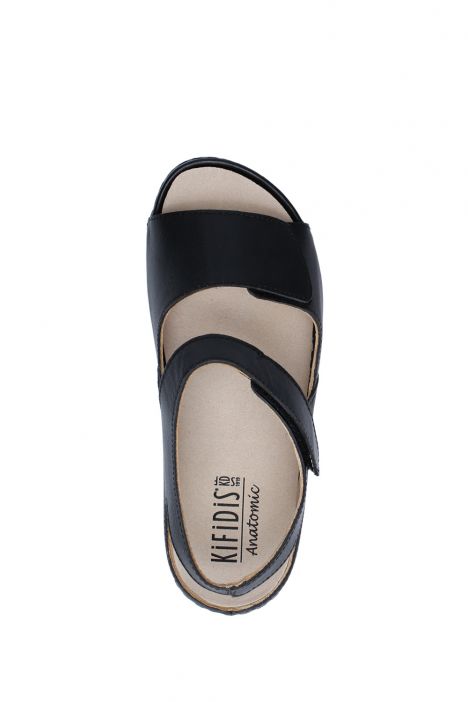 KA2011 Kifidis Julia Anatomik Kadın Deri Sandalet 36-41 Lizbon Siyah/Black