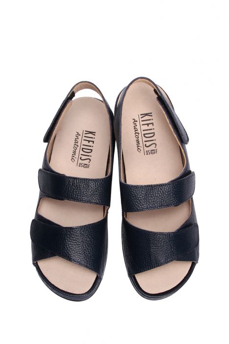 KA2012 Kifidis Daisy Anatomik Kadın Deri Sandalet 36-41 12198 Lacivert/Navy