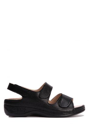 KA2012 Kifidis Daisy Anatomik Kadın Deri Sandalet 36-41 Siyah 9142
