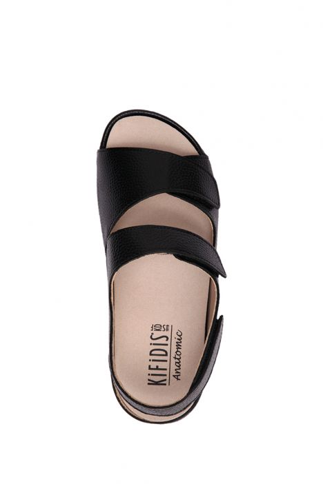 KA2012 Kifidis Daisy Anatomik Kadın Deri Sandalet 36-41 Siyah 9142