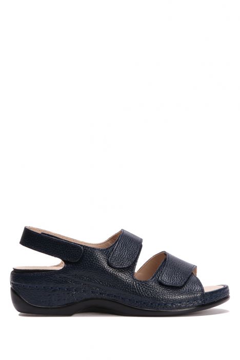KA2012 Kifidis Daisy Anatomik Kadın Deri Sandalet 36-41 12198 Lacivert/Navy