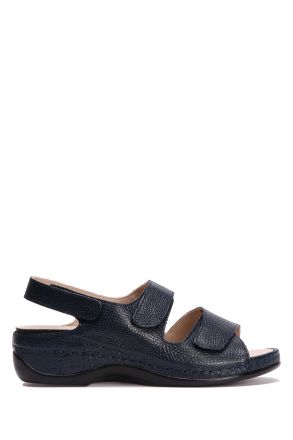 KA2012 Kifidis Daisy Anatomik Kadın Deri Sandalet 36-41 12198 Lacivert/Navy